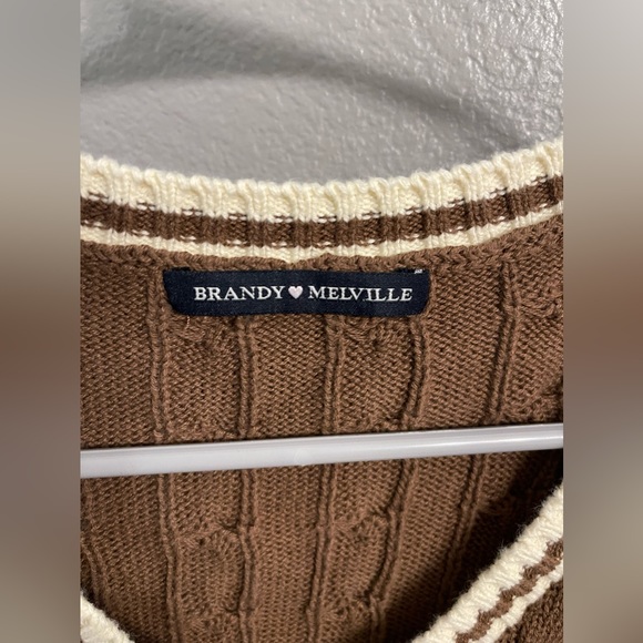 Brandy Melville Knit Vest - Brown, Cream (One size) - Picture 6 of 6